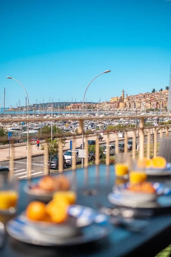 Daire La Grande Palmeraie - Spacieux Studio Avec Vue Mer, Terrasse, Port De Garavan Menton Fransa